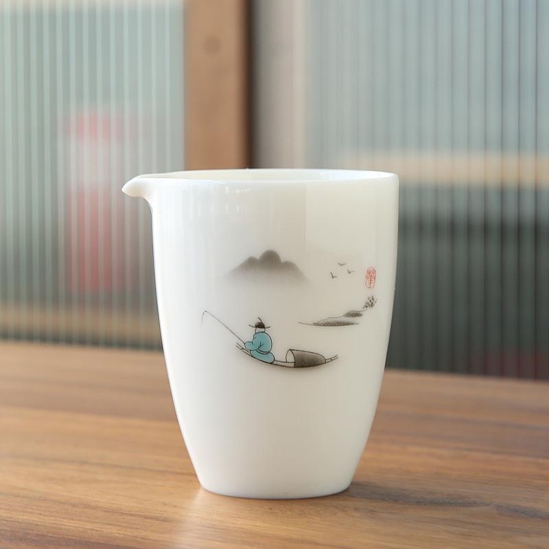 公道杯羊脂玉白瓷茶叶过滤分茶器公匀杯茶海大茶杯功夫茶茶具配件