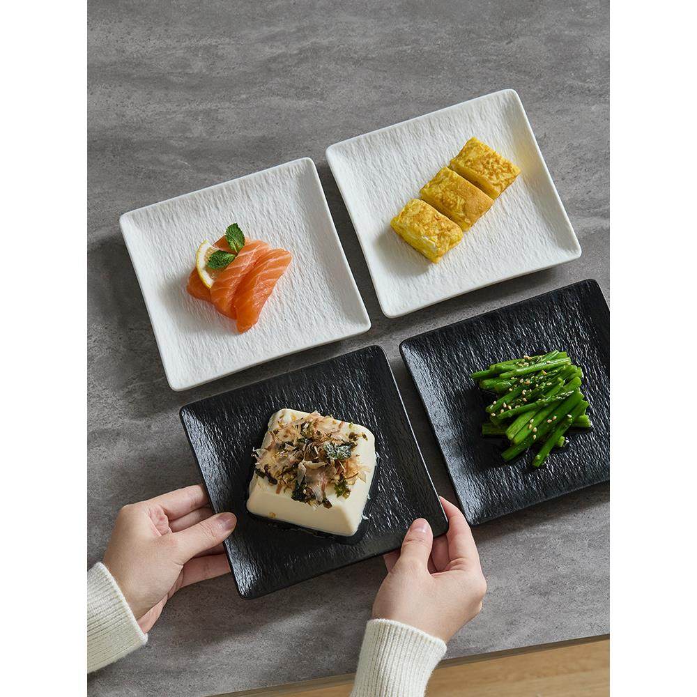 米立风物黑白陶瓷餐具酒店四方前菜碟正方形凉菜盘子糕点盘小菜盘,餐饮具,盘,淘宝优惠券,粉丝福利购,淘宝优惠卷