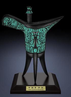 彷古青铜器父辛爵招财摆件纯铜酒樽爵杯酒爵铜爵杯古玩古董办公室