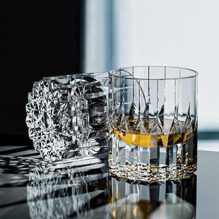 江户切子水晶杯威士忌杯K9水晶星芒杯轻奢玻璃洋酒杯子威士忌酒杯