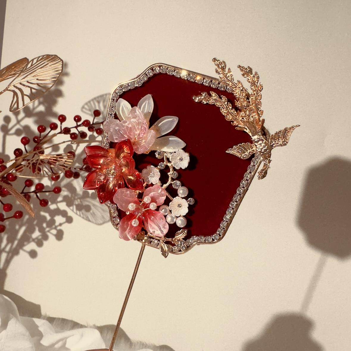 团扇新娘结婚秀禾婚礼中式婚扇喜扇高级迷你扇子却扇团扇喜扇出嫁