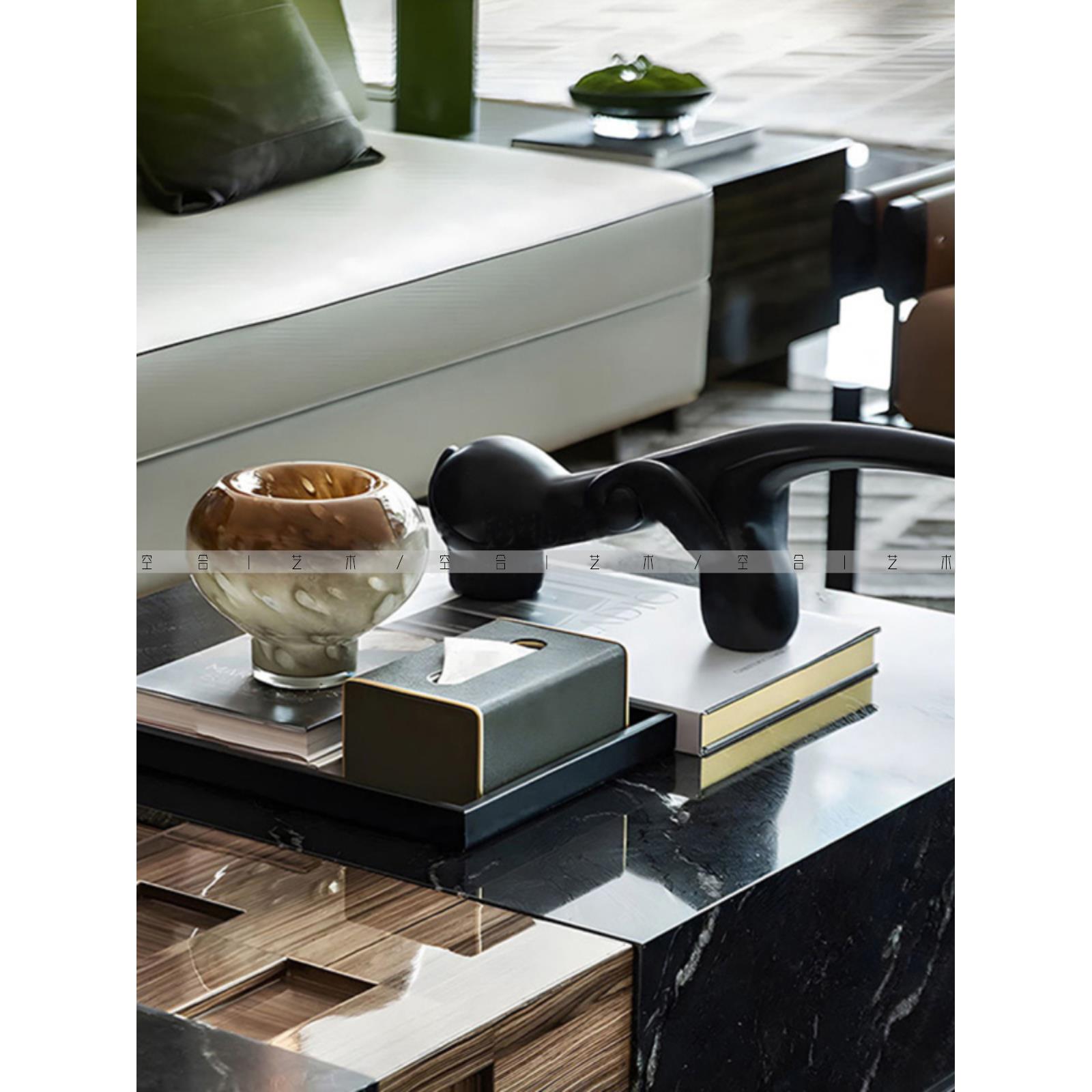 孔河现代台面软装组合样板房客厅茶几桌面饰品销售办公大厅