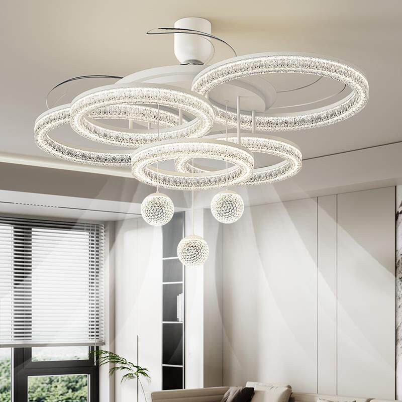 客厅风扇灯2025新款轻奢高级感餐厅吊灯风扇一体家用主卧室吊扇灯