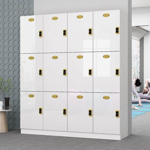 珠光白更衣柜员工柜木质理发店存包柜健身房瑜伽储物柜美发店带锁