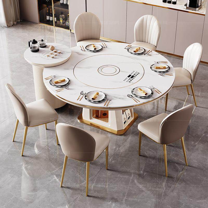 2025新款岩板餐桌椅组合轻奢现代简约多功能方圆两用伸缩带电磁炉,住宅家具,岩板餐桌,淘宝优惠券,粉丝福利购,淘宝优惠卷