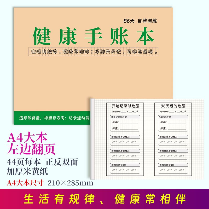 饮食健康手账本日常饮食习惯一日三餐饮食调理过敏食物日志记录本