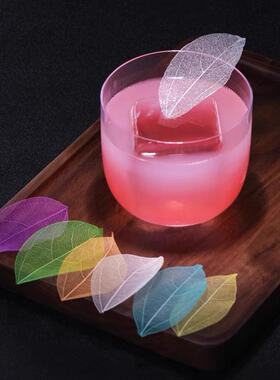 酒吧商店鸡尾酒装饰物金刚叶脉DIY永生花玉兰叶植物干花酒签装饰