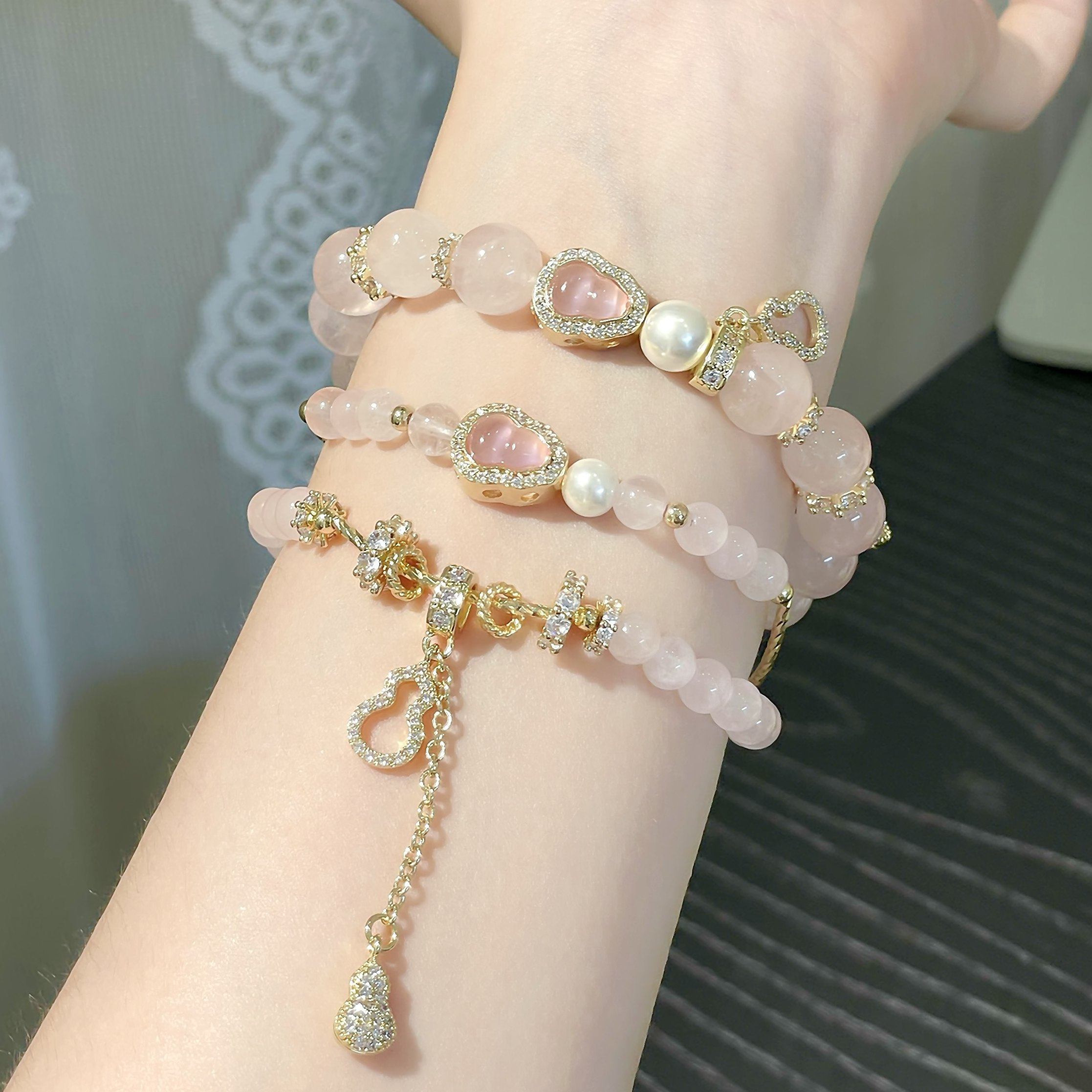 普陀山鎏光粉彩手链女马粉水晶手串金粉世家文创手串送情人节礼物,饰品/流行首饰/时尚饰品新,手链,淘宝优惠券,粉丝福利购,淘宝优惠卷