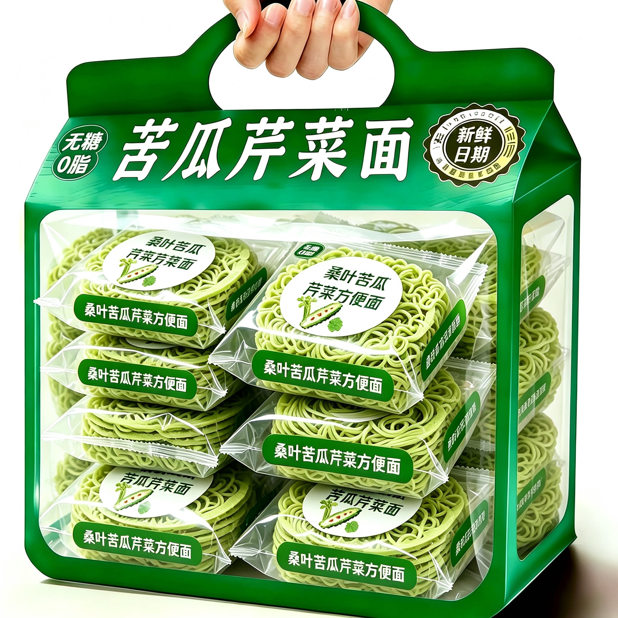 糖友定制!桑叶苦瓜芹菜方便面条非油炸面饼早餐代餐糖尿人整箱炒