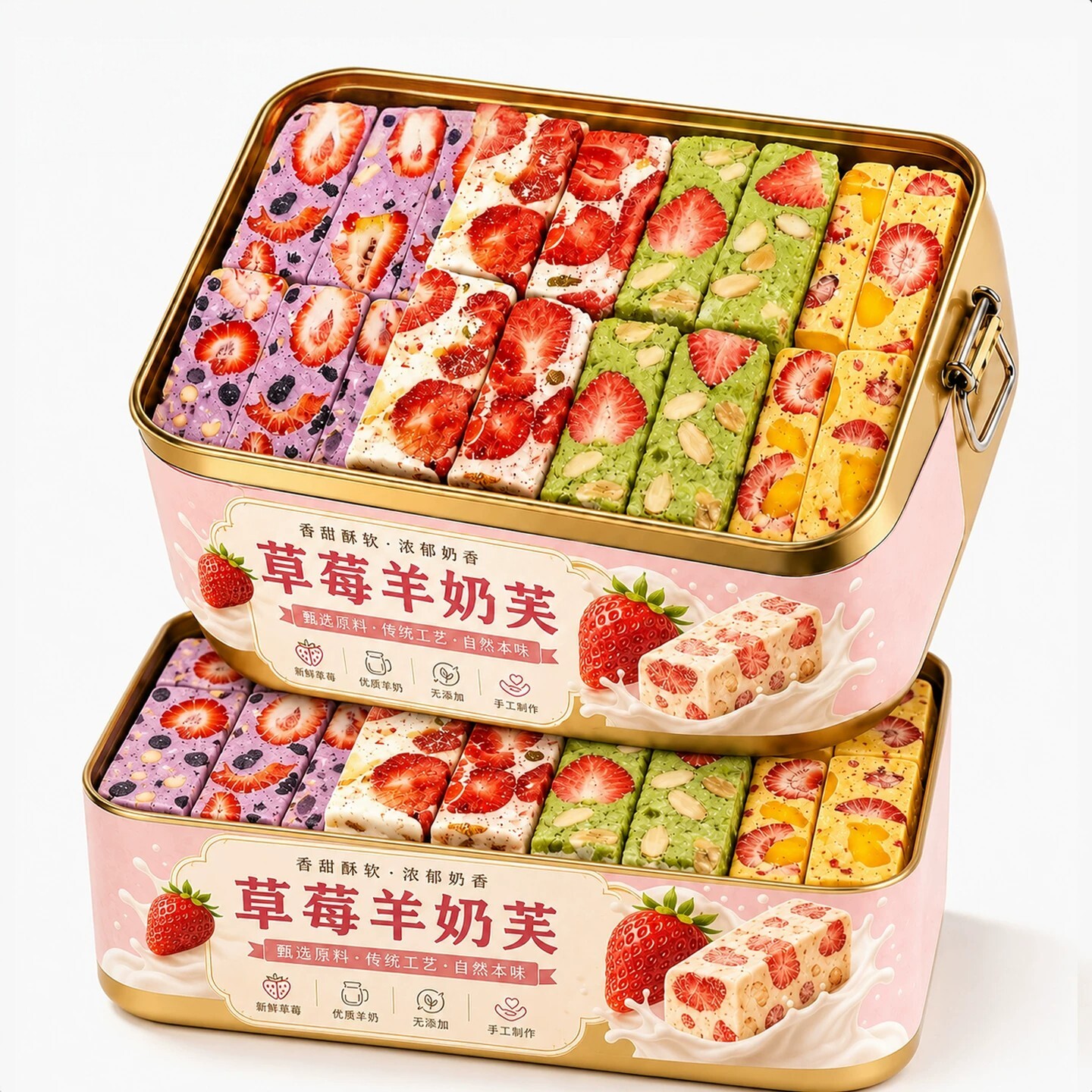 【山姆达】草莓羊奶芙雪花酥