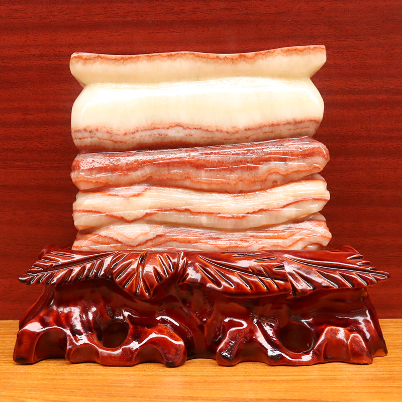 奇石天然摆件猪肉石五花肉石材桌面装饰雕刻石摆件19*16*7cm3328g