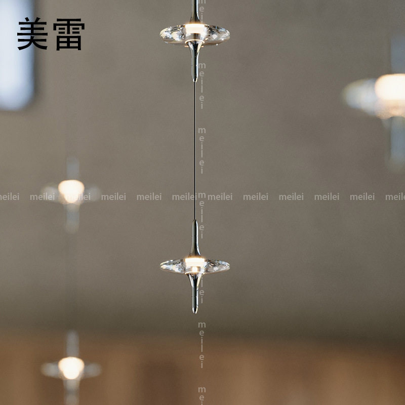 美式复古铬色水晶吧台客厅吊灯现代轻奢主灯极简大气创意星光吊灯
