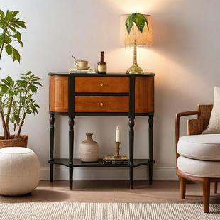 玄关柜法式复古实木白蜡木带抽屉带置物层防潮间隔柜