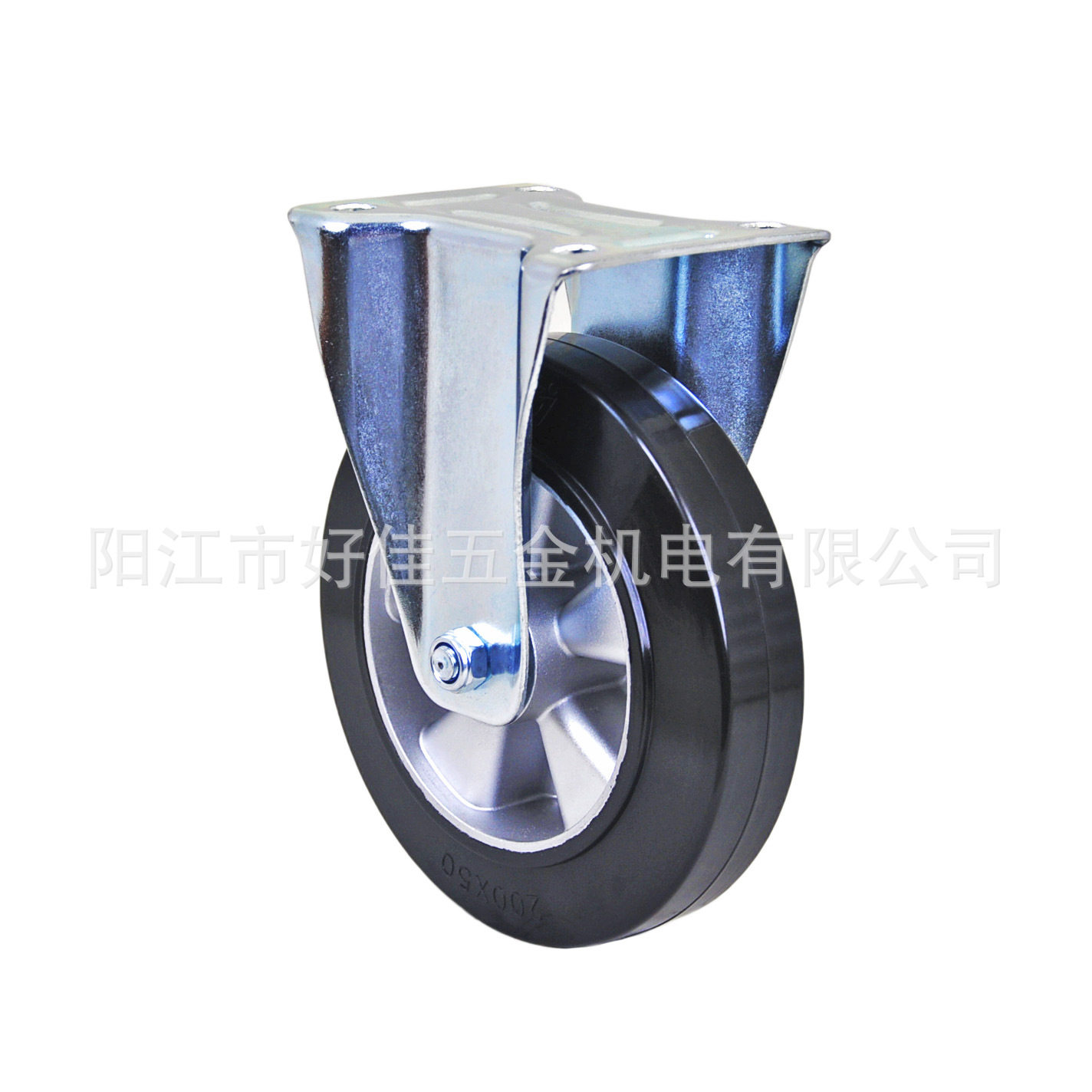 源头工厂产品200X50X55mm好佳牌欧洲款重型铝芯黑色橡胶定向脚轮