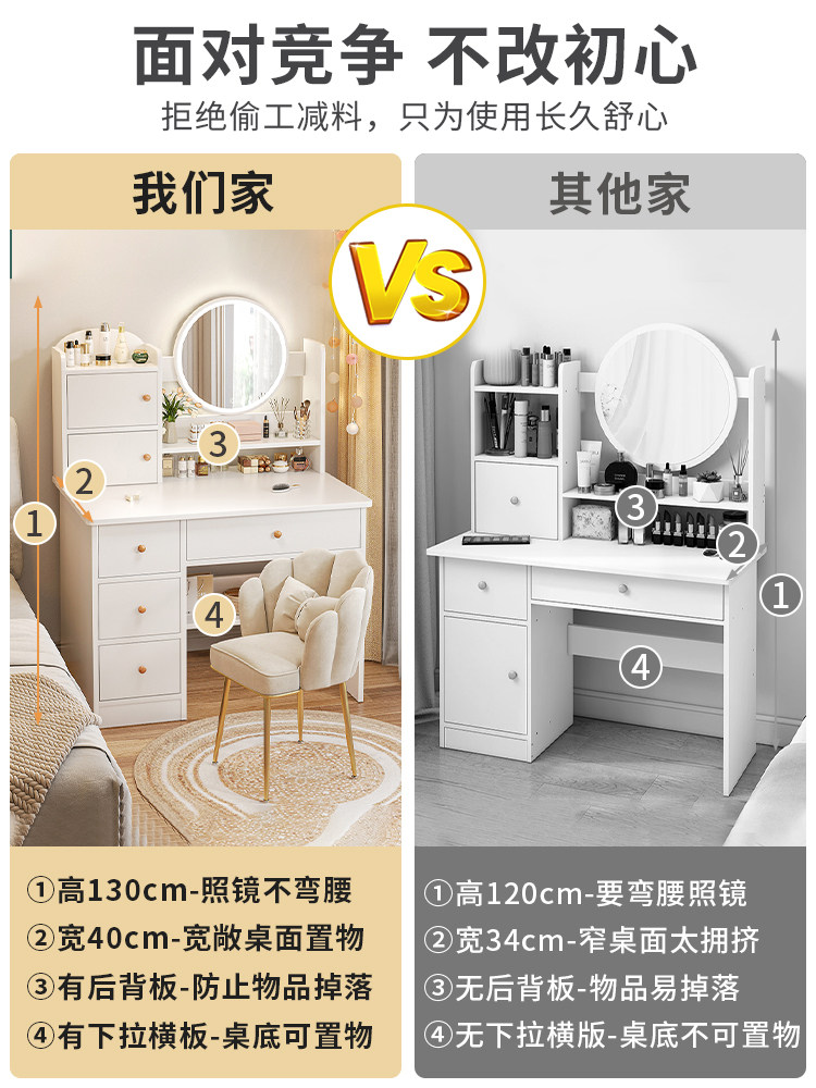 ??梳妆台卧室小型化妆桌子简约现代化妆柜小户型出租屋化妆台梳