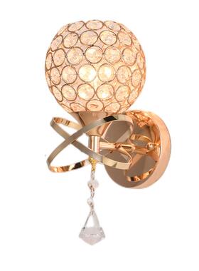 LED壁灯卧室现代简约床头灯过道灯具金色双头水晶创意客厅墙壁灯