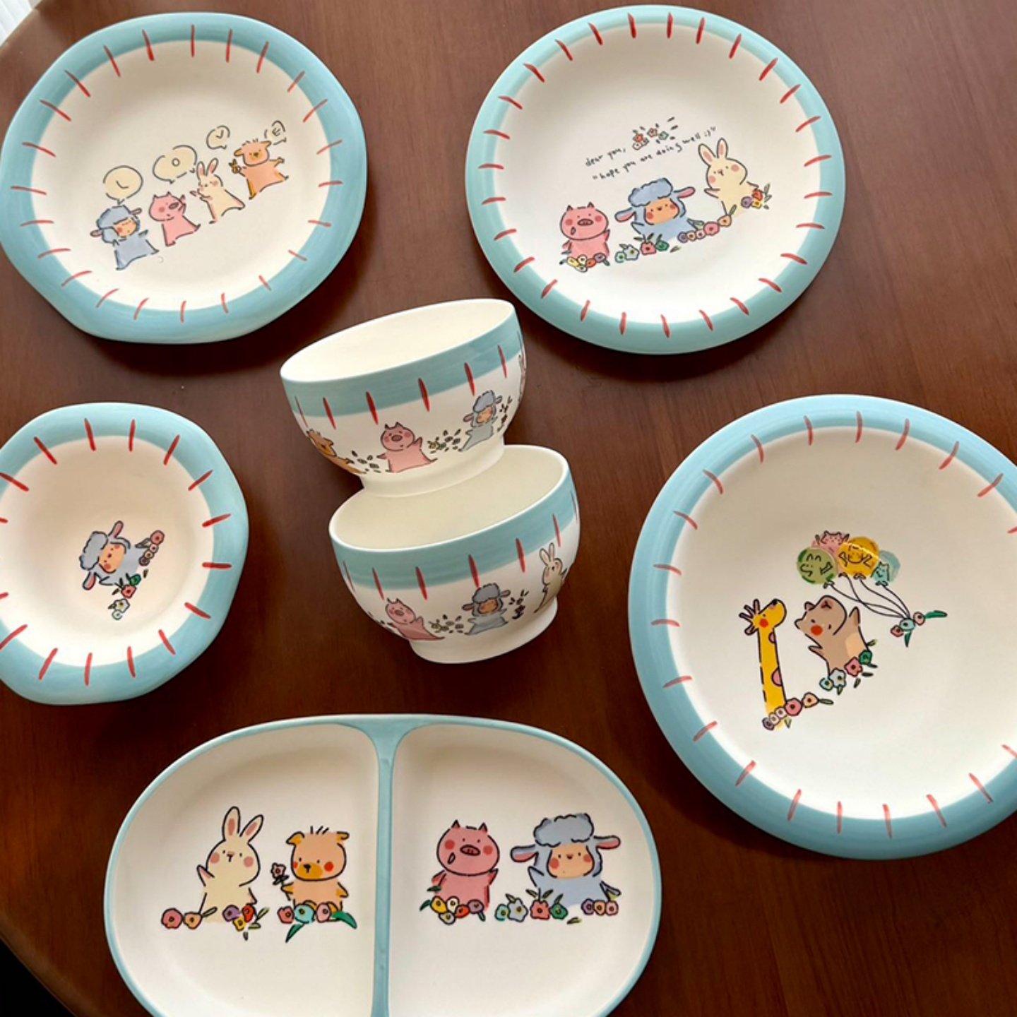 可爱小羊创意陶瓷餐具家用高颜值米饭碗酸奶碗餐盘分格盘儿童可爱,餐饮具,碗,淘宝优惠券,粉丝福利购,淘宝优惠卷