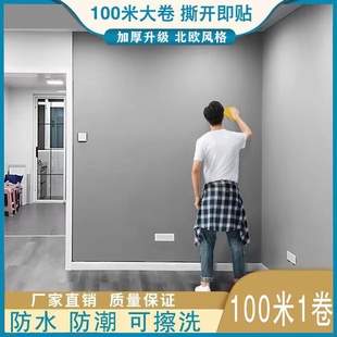 大卷100米自粘墙纸防潮防水客厅卧室H背景墙贴纸宿舍家用翻新壁纸