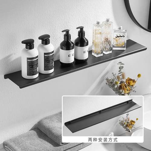 不锈钢客厅背景墙置物架加长卫生间纳架一字搁板免打孔置物架北欧