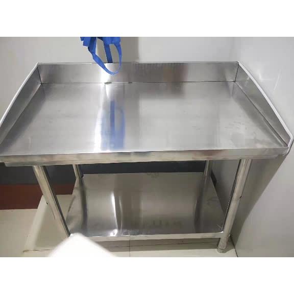 新款加厚防掉带围板不锈钢工作台操作台砍骨剁肉切菜桌子揉面 面
