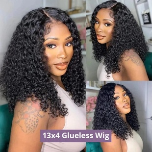 Pre Cut No Glue Deep Wave 13x4 Bob Wigs Curly 5x5 Glueless
