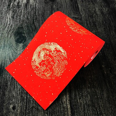 Red Decoupage Rice Paper New Year Couplets Red Half-Ripe Ca