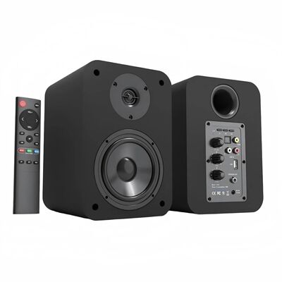 BESTISAN SR04 Powered BT Bookshelf Speakers Stylish Wooden D