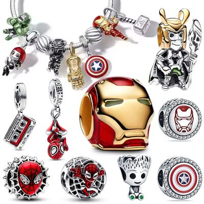 Charms 925 Sterling Silver Marvel Anime Avengers Lron Man Ho