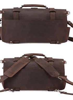 Vintage Crazy Horse Genuine Leather Men Briefcase Business