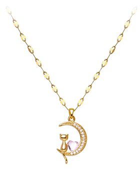 Women's Light Luxury Moon Cat Pendant Necklace Simple Trendy