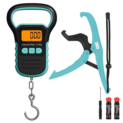 Digital Fish Scale with Ruler and Catch, 110 lb/50 kg Portab
