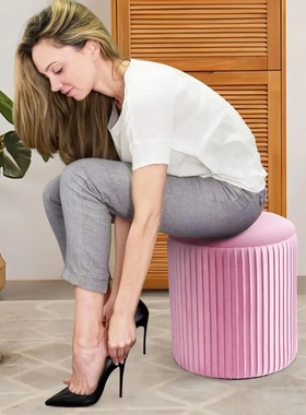 Round Storage Ottoman Set of 3, Vanity Storage Stool for Be