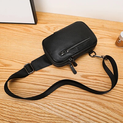 Fashion Cowhide Chest Bag Men's Casual Travel Genuine Leath