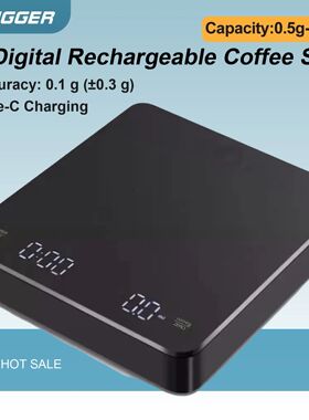Rechargeable Digital Coffee Scale with Timer 0.1g Precision