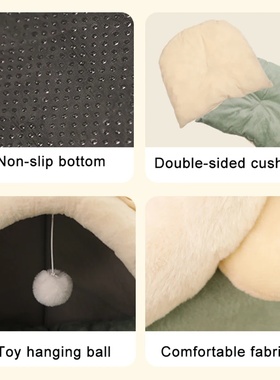 Deep Sleep Cat Bed Cartoon Pet Bed Foldable Removable Washa