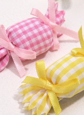 4Pcs Cute Plaid Candy Hair Clip Sweet Tartan Bow Hairpin Gi