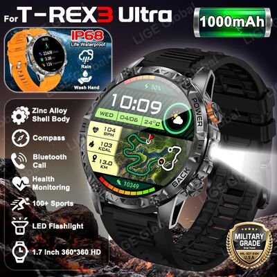LIGE New Military For T-Rex 3 Ultra Smart Watch 1000mAh Batt