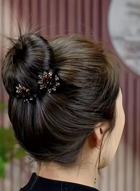 4Pcs Mini Flowers Diamonds Half-Tied Hair Clips High-End Ba