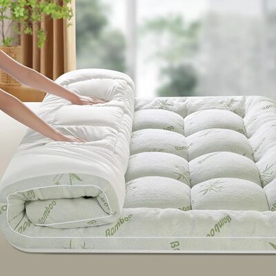 Ultra-Soft Cooling Bamboo Mattress Topper, Breathable Pillow