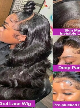 Wewave Black Wig Body Wave Lace Front Wig 13x6 13x4 40 Inch