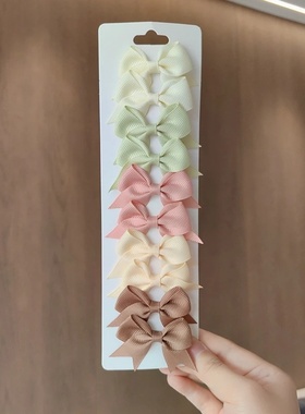 10Pcs/set Solid BB Hair Clips For Cute Girls Ribbon Bowknot