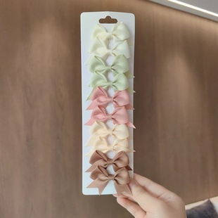 10Pcs/set Solid BB Hair Clips For Cute Girls Ribbon Bowknot