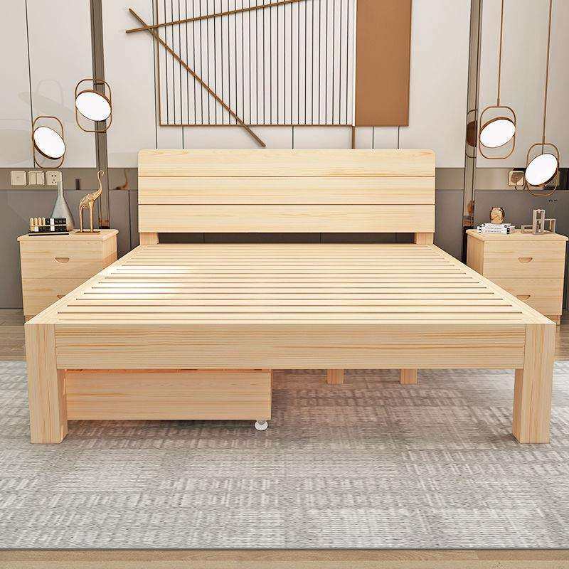 加粗加厚实木床简约现代双人床经济型单人床家用主卧出租屋实木床