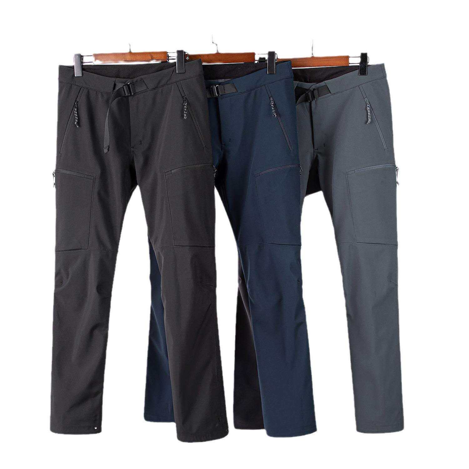 秋冬户外休闲冲锋裤男款防风防水压胶加绒保暖冬季户外软壳登山裤