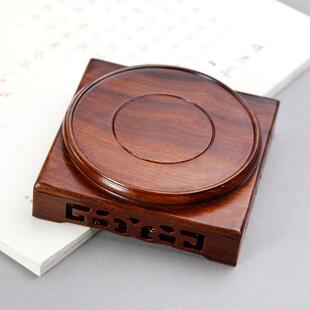 红檀底座实木中式天圆地方摆件底座雕刻工艺品花盆花瓶木托架