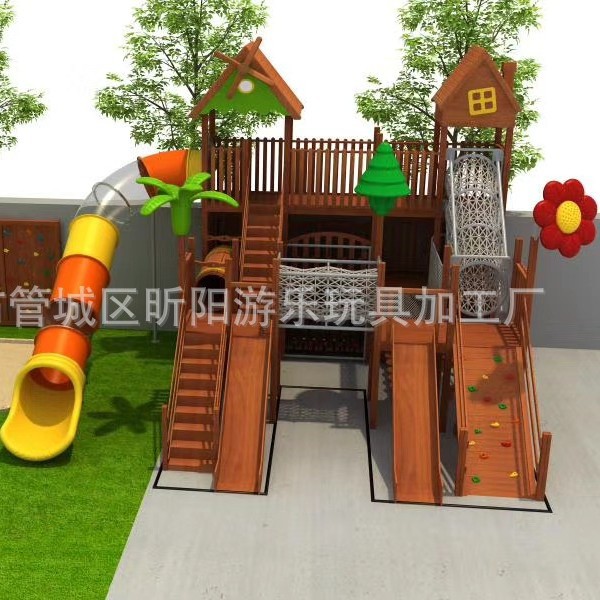 幼儿园户外实木大型滑梯组合
