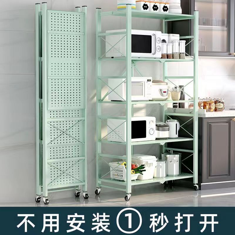 折叠落地多层微波炉烤箱置物架