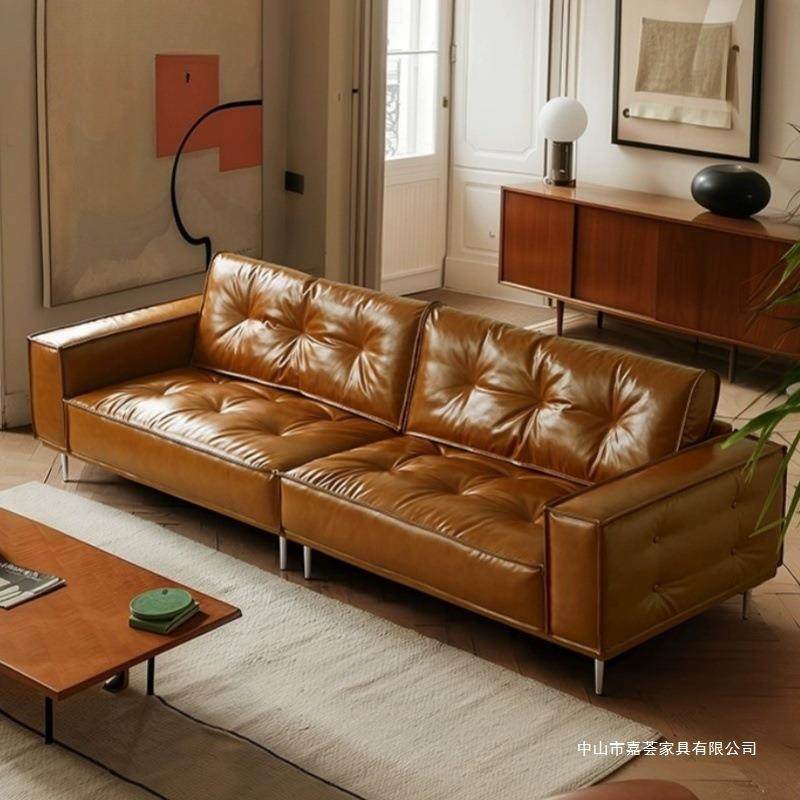 现代简约皮艺沙发北欧意式极简客厅小户型家用高档轻奢双三人沙发