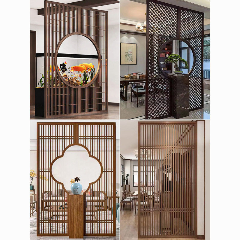 东阳新款新中式实木古风屏风镂空隔断花格玄关栅栏仿古窗格中国风