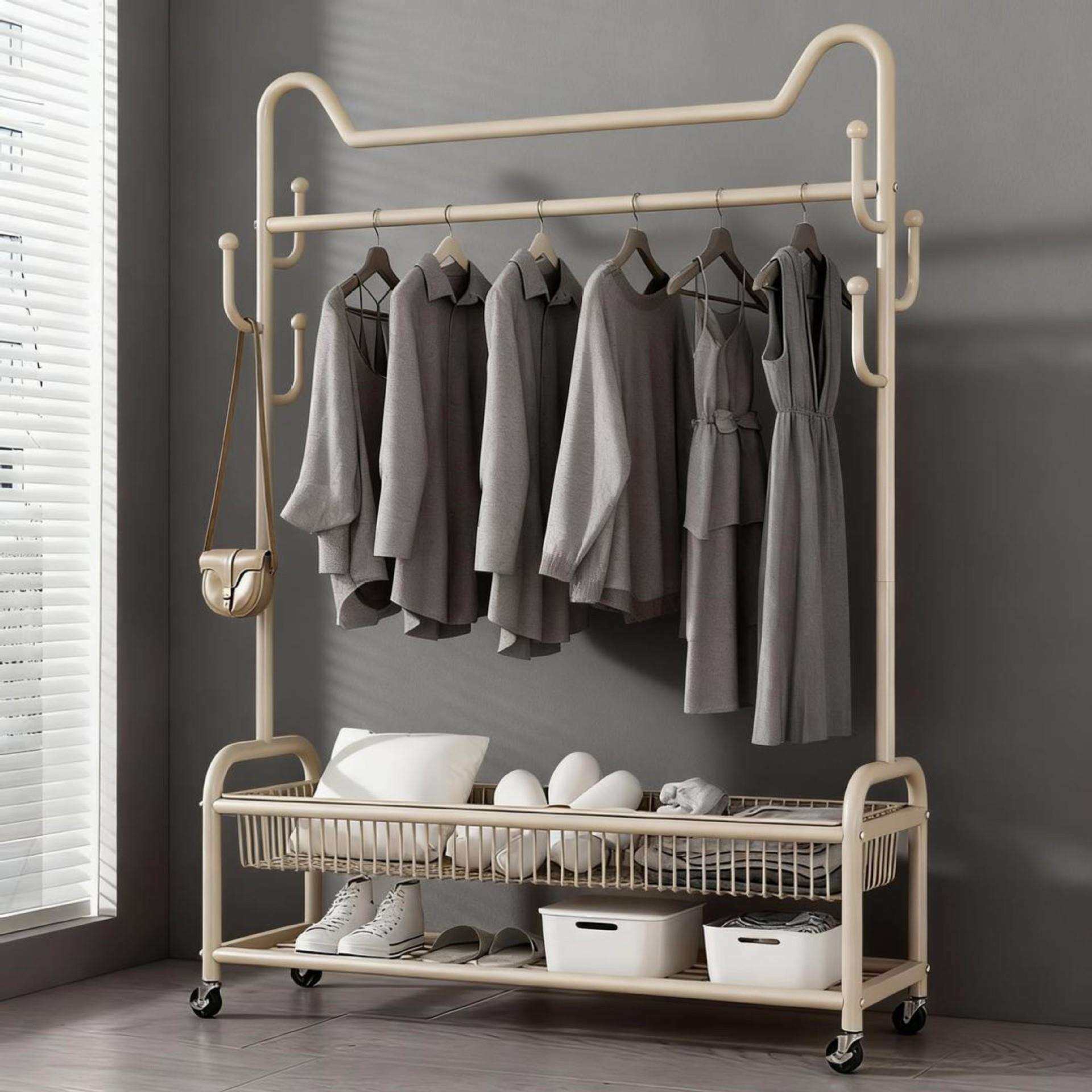 简易衣帽架落地室内挂衣服架子可移动家用房间卧室挂衣架衣架阳台